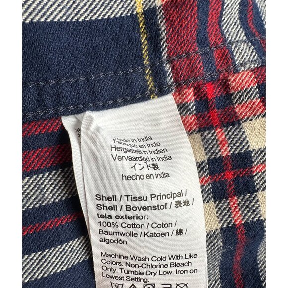 J.Crew Top Men’s Size Medium Navy / Red Classic Plaid Flannel Shirt Long Sleeve - Picture 11 of 12